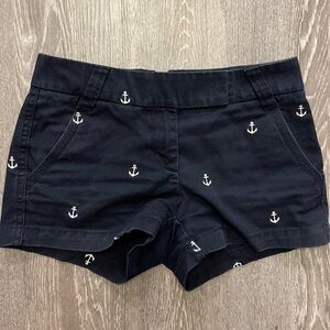 J.Crew Navy Blue Nautical Anchor Chino Shorts Size 0 USED